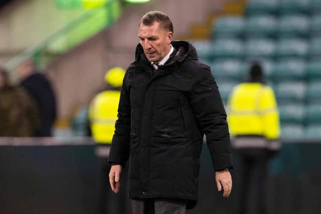 Brendan Rodgers looks dejected after Celtic's 1-1 draw with Motherwell.