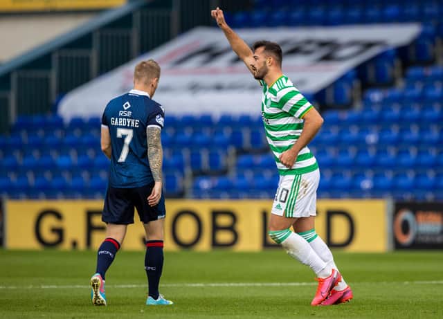 Albian Ajeti celebrates his goal in Celtic's 5-0 win over Ross County at the weekend (Photo by Craig Williamson / SNS Group)