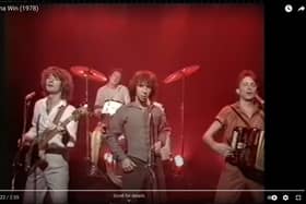 Bilbo Baggins performing She's Gonna Win, which peaked at No.42 on the UK Singles Chart in 1978.