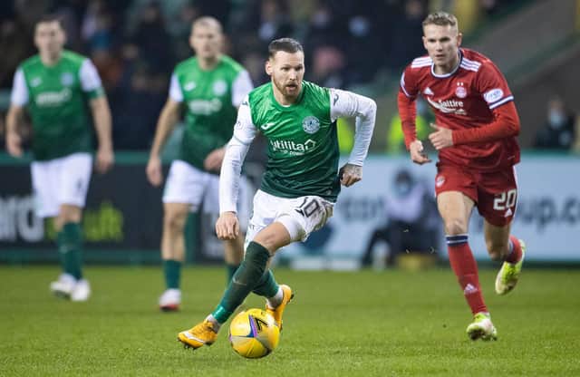 Martin Boyle in action for Hibernian during the win over Abredeen on Wednesday. (Photo by Paul Devlin / SNS Group)