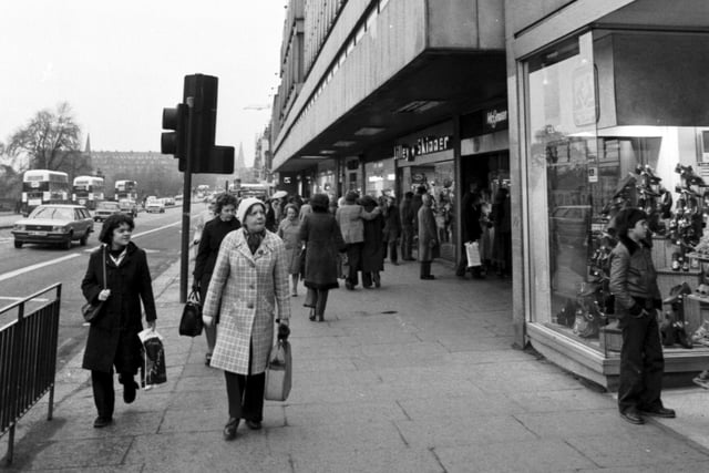 Shopping in Princes Street Edinburgh, March 1980.