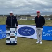 Tartan Pro Tour founder Paul Lawrie is flanked by Connor Wilson, left, and Gregor Graham before their round in the Royal Dornoch Masters. Picture: Tartan Pro Tour