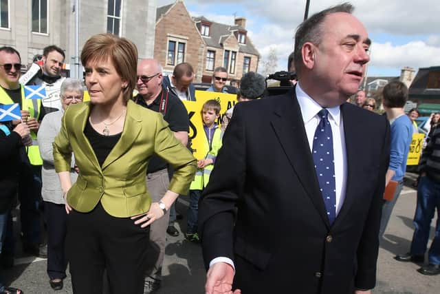 Nicola Sturgeon with Alex Salmond whilst on the General Election campaign trail in Inverurie in the Gordon constituency in 2015