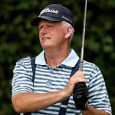 Wearing bracs, Sandy Lyle plays his shot off the second tee during the first round of the Masters at Augusta NationalPicture: Rob Carr/Getty Images