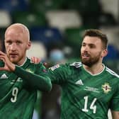 Hearts striker Liam Boyce, left, will not be on international duty due to family reasons.