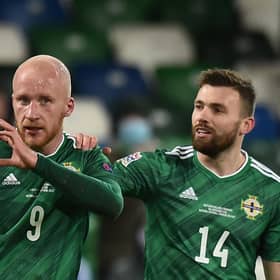 Hearts striker Liam Boyce, left, will not be on international duty due to family reasons.