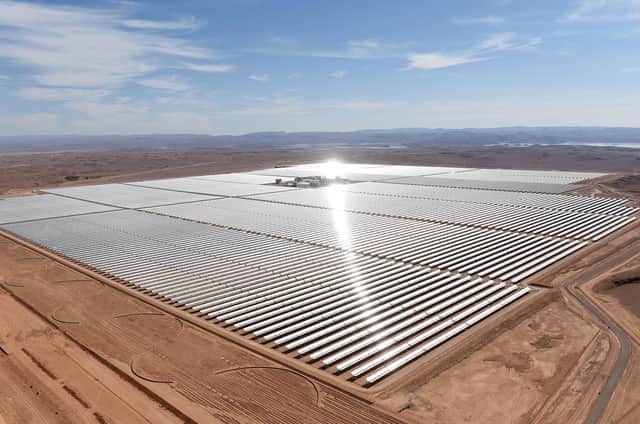The Noor 1 concentrated solar power plant, near the the central Moroccan town of Ouarzazate (Picture: Fadel Senna/AFP via Getty Images)