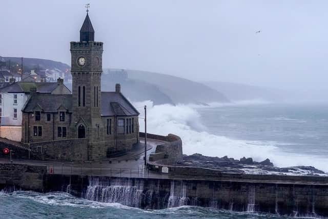 Porthleven captured as Storm Babet hits the UK. Picture: SWNS