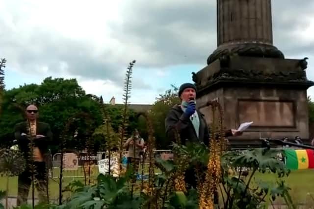Irvine Welsh has addressed hundreds of protesters at a Black Lives Matter demonstration in Edinburgh’s St Andrew Square this afternoon.