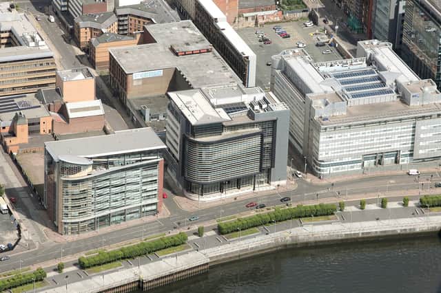 150 Broomielaw in Glasgow, centre building, has been sold in one of the biggest UK office deals outside of London following the Covid-19 pandemic.
