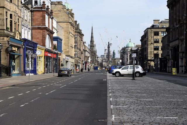 Streets around Edinburgh - including George Street - were extremely quiet this afternoon.
