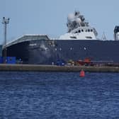 Petrel at Imperial Dock in Leith on Wednesday. Picture: Andrew Milligan/PA Wire