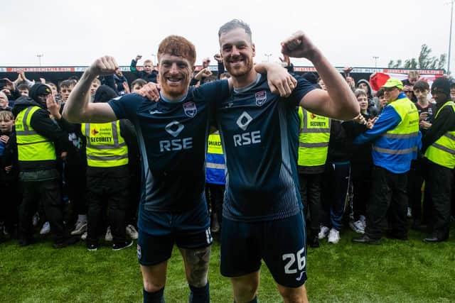 Ross County's Simon Murray and Jordan White after the Premiership play-off final win over Raith. (Photo by Alan Harvey / SNS Group)