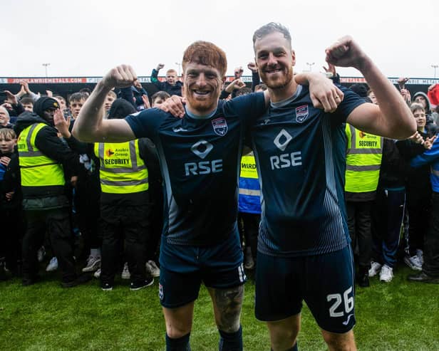 Ross County's Simon Murray and Jordan White after the Premiership play-off final win over Raith. (Photo by Alan Harvey / SNS Group)