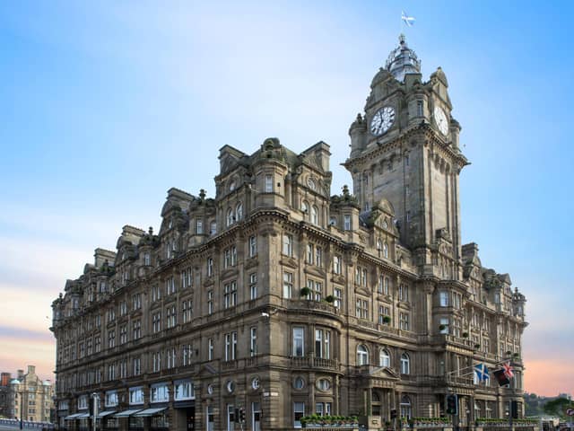 The Balmoral hotel on Princes Street, with its iconic clock tower, is a city landmark.