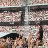 Bruce Springsteen lost in the crowd at Wembley Stadium (Pic: Allan Crow)