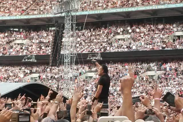 Bruce Springsteen lost in the crowd at Wembley Stadium (Pic: Allan Crow)