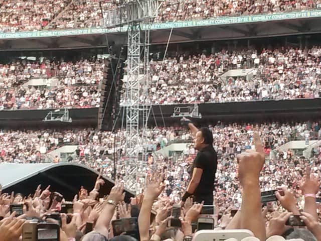 Bruce Springsteen lost in the crowd at Wembley Stadium (Pic: Allan Crow)