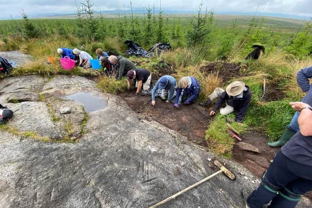 The remarkable Neolithic axe sharpening site near Balfron, Stirlingshire where people maintained their tools some 4,500-years-ago. PIC: Dr Murray Cook.