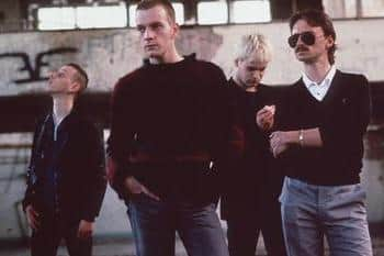 Ewen Bremner, Ewan McGregor, Jonny Lee Miller and Robert Carlyle as Spud, Renton, Sick Boy and Begbie.