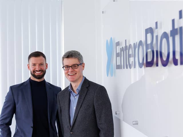 James McIlroy (CEO of EnteroBiotix) and Simon Comer (director of innovation, Scottish National Investment Bank). Picture: Nick Mailer