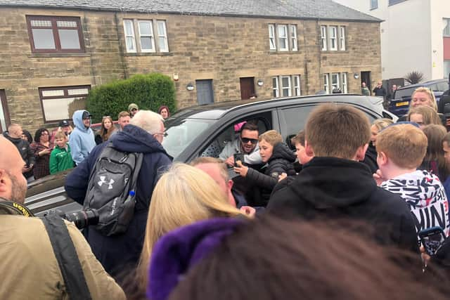 Josh Taylor arrives home in Prestonpans