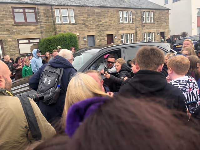 Josh Taylor arrives home in Prestonpans