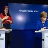 First Minister Nicola Sturgeon and health secretary Humza Yousaf during a press briefing on winter pressures in the NHS at St Andrew's House. Picture: Lesley Martin - Pool/Getty Images