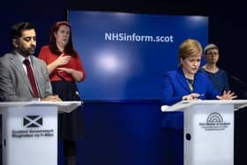 First Minister Nicola Sturgeon and health secretary Humza Yousaf during a press briefing on winter pressures in the NHS at St Andrew's House. Picture: Lesley Martin - Pool/Getty Images