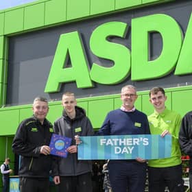 L-R: Peter & Peter Sanaghan, Brian & Daniel Boyle and Colin & Suzie Russell at Asda Blantyre.