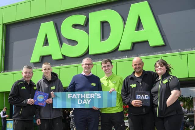 L-R: Peter & Peter Sanaghan, Brian & Daniel Boyle and Colin & Suzie Russell at Asda Blantyre.
