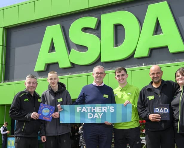 L-R: Peter & Peter Sanaghan, Brian & Daniel Boyle and Colin & Suzie Russell at Asda Blantyre.