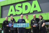 L-R: Peter & Peter Sanaghan, Brian & Daniel Boyle and Colin & Suzie Russell at Asda Blantyre.