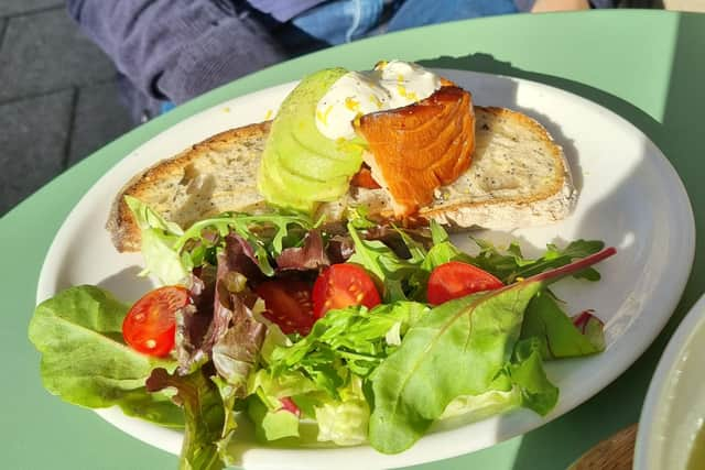 Hot smoked salmon on sourdough