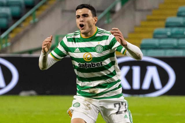 Mohamed Elyounoussi after missing a chance during the first half of Celtic's Europa League loss. PIcture: SNS