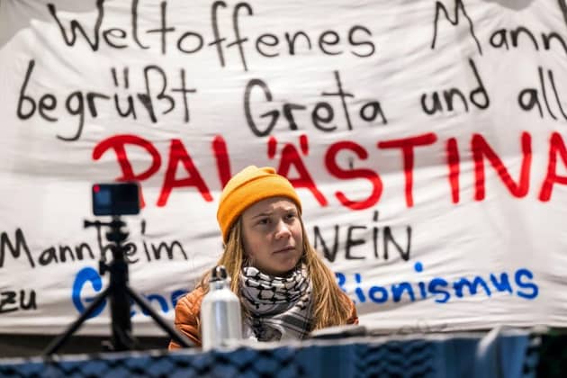 Swede Greta Thunberg came to prominence as a teenage climate activist but lately has been condemning Israel's response to the 2023 Hamas attacks (Picture: Thomas Lohnes/Getty Images)