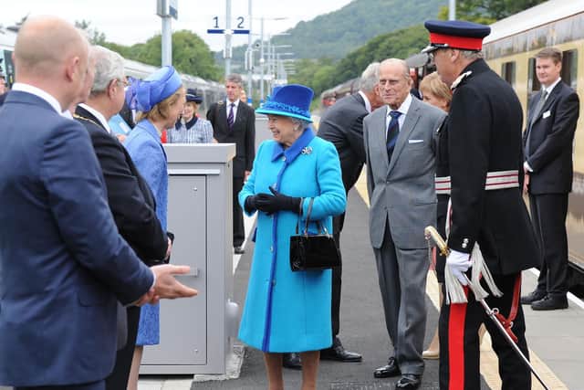 The Queen arrives at Tweedbank to re-open the Borders Railway on the day she became Britain's longest-reigning monarch in 2015. Picture: Kimberley Powell