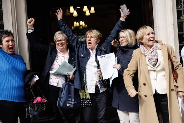 This isn’t a technicality, it’s a moment of clarity. Celebrations outside the Supreme Court on April 16 in London after it ruled that woman in law means biological woman (Photo by Dan Kitwood/Getty Images)