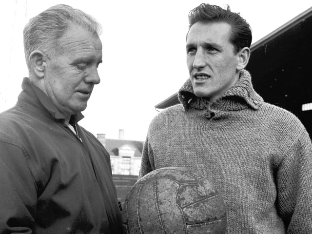 Hearts trainer Johnny Harvey is pictured with George Millar at Tynecastle in November 1965.
