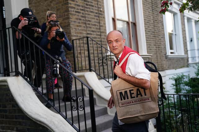 Prime Minister Boris Johnson's senior aide Dominic Cummings arrives at his north London home, after he a gave press conference over allegations he breached coronavirus lockdown restrictions. Picture: Aaron Chown/PA Wire