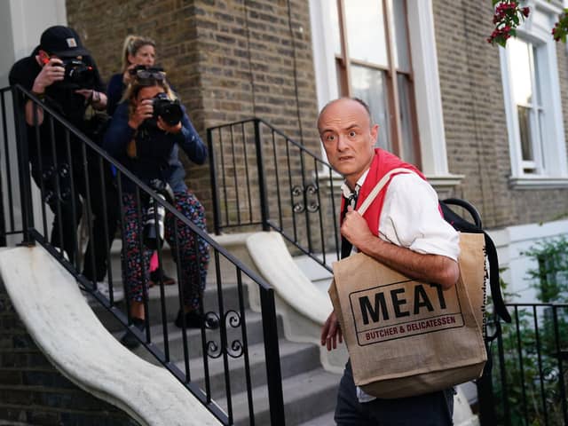 Prime Minister Boris Johnson's senior aide Dominic Cummings arrives at his north London home, after he a gave press conference over allegations he breached coronavirus lockdown restrictions. Picture: Aaron Chown/PA Wire