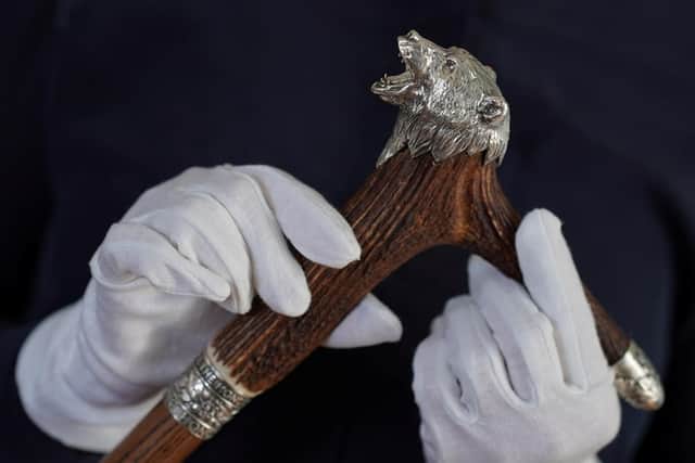 A new cromach, a type of crook, featuring the silver head of a bear, another insignia of Clan Buchanan. PIC: Contributed.
