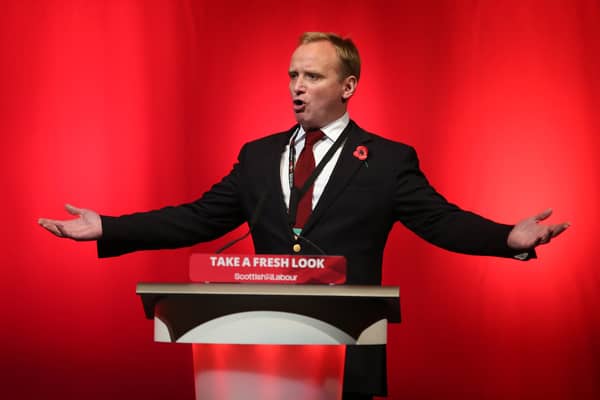 Gary Smith from the GMB union speaking during a debate at a Scottish Labour conference.