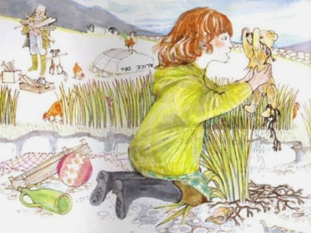 Katie Morag is recognised for wearing a white jumper, tartan skirt and wellies (making for a simple costume). She is the title character of a series of picture books which were written and illustrated by Maira Hedderwick who was born in Gourock, Scotland.