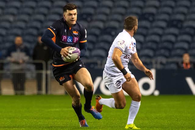 Blair Kinghorn n action for Edinburgh against Bordeaux Begles during the Challenge Cup match at BT Murrayfield in November last year.