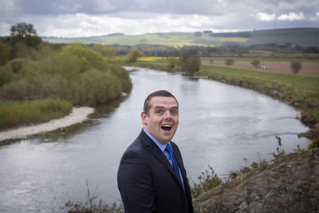 Scottish Conservative leader Douglas Ross during a visit to Henderson Park in Coldstream, at the border between Scotland and England. Picture: Jane Barlow/PA Wire