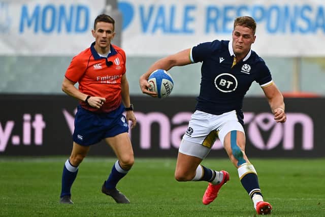 Scotland wing Duhan van der Merwe scored a first-half try against Italy.