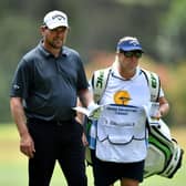 David Drysdale and wife/caddie during the Kenya Savannah Classic earlier this year. Picture: Stuart Franklin/Getty Images.