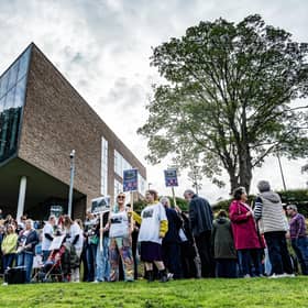 A previous protest at the campus last September. Pic: John Devlin