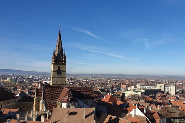The rooftops of Sibiu old town, in central Romania.